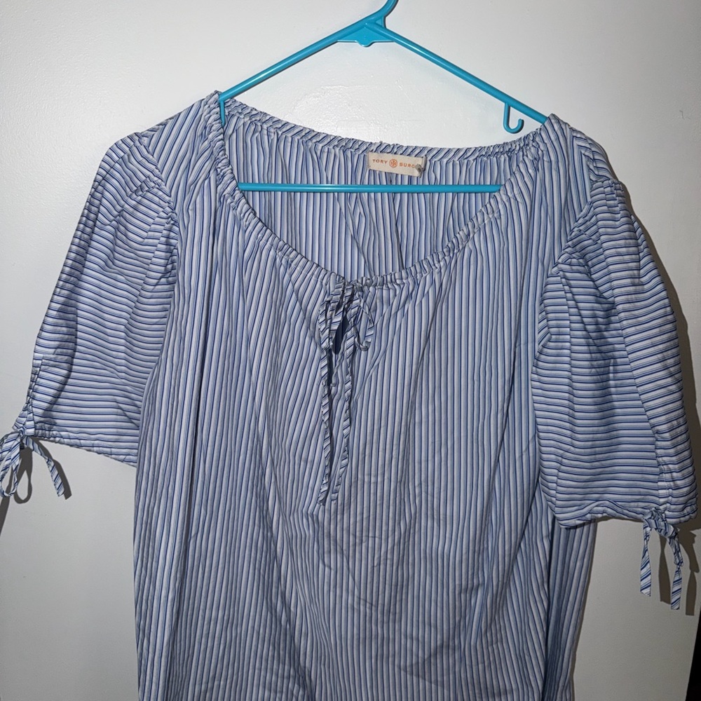 Tory Burch Light Blue Striped Blouse